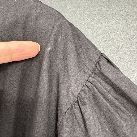 Zara Women's Boho Puff Sleeve Mini Dress XS Black Lace Hem Bohemian Party LBD - Picture 8 of 10